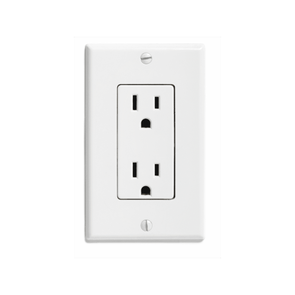 White three prong grounded electrical outlet illustrating grounding kids through voice, heart, and feet