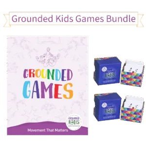 Cover of the Grounded Kids Yoga Games Book showing title and pose illustrations
