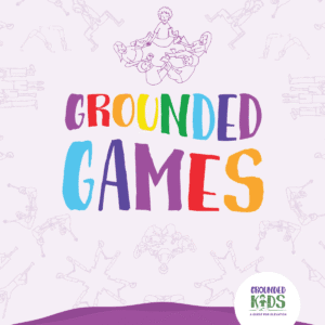 Cover of the Grounded Kids Yoga Games Book showing title and pose illustrations