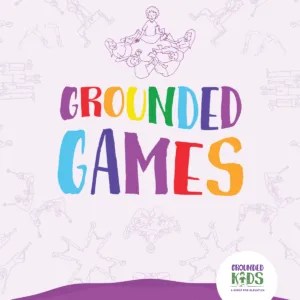 Cover of the Grounded Kids Yoga Games Book showing title and pose illustrations