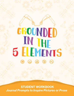 Grounded Kids Yoga 5 Elements Student Workbook cover with journal prompts and orange design