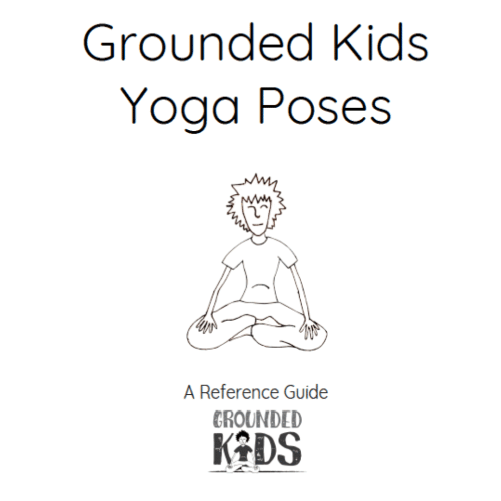 Grounded Kids Yoga Pose Index cover page with illustration of seated child and Grounded Kids logo