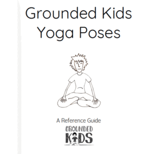 Grounded Kids Yoga Pose Index cover page with illustration of seated child and Grounded Kids logo