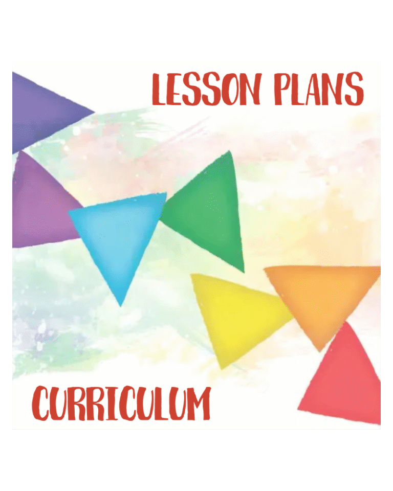 Kids yoga lesson plans and curriculum – chakra-themed triangles on watercolor background