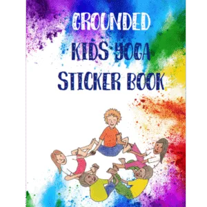 Cover of Grounded Kids Yoga Sticker Book with illustration of children sitting in a yoga circle