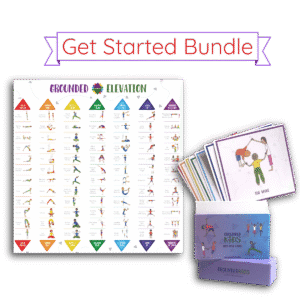 Grounded Kids Yoga Get Started Bundle with Elevation pose poster and 6x6 illustrated pose card deck