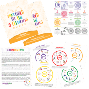 5 Elements Curriculum Bundle from Grounded Kids Yoga including student workbook, printable yoga flows, affirmation deck, and teaching tools for SEL and classroom yoga