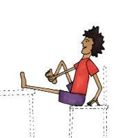 Person balancing on a chair with one leg extended back and both arms forming a bow shape