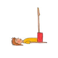 Person lying flat on the floor with legs extended upward and the word “Space” drawn in swirling breath lines