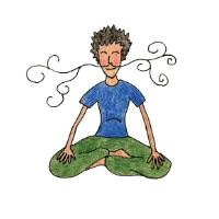 Cartoon person using vigorous breathing to clear his mind