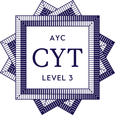 American Yoga Council CYT Level 3 badge held by Amy Haysman.